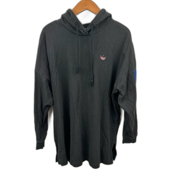 Adidas Originals Women's Oversized Black Pullover Hoodie Embroidered Sleeves - Picture 4 of 16